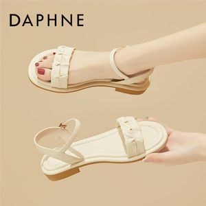 Daphne达芙妮平底凉鞋女一字带2024新款夏季百搭配裙子穿平跟女鞋