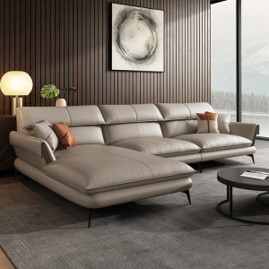 顾家家居头层牛皮真皮沙发客厅大小户型意式极简约现代直排三人位