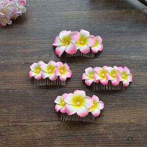 傣族头饰淑女小文艺发插手工珍珠鸡蛋花新娘发夹发梳沙滩饰品发饰