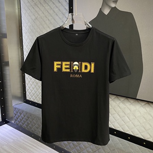 fendi芬迪23春夏新款字母老佛爷烫钻时尚纯棉透气圆领套头短袖t恤