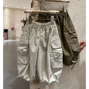 波拉bora韩国童装男童裤子夏季薄款儿童时髦酷帅工装裤宝宝防蚊裤