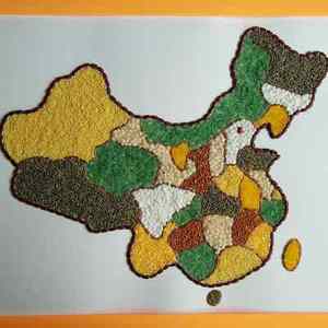 小学生手工五谷杂粮diy黏贴画幼儿园手工材料包8k中国地图半成品