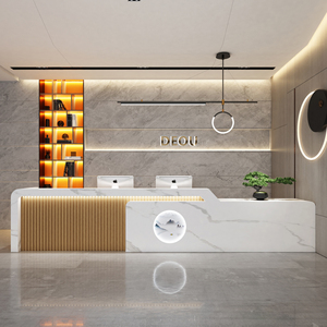 定制新中式收银台仿大理石商用吧台足浴养生服务台公司前台接待台