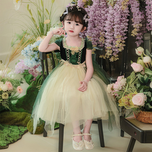 安娜公主裙女童夏季洋气纱裙2024新款迪士尼儿童裙子花仙子连衣裙