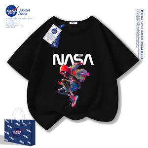 NASA男童短袖T恤夏季2024新款中大童纯棉半袖蜘蛛侠衣服儿童夏装