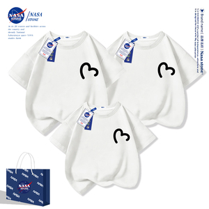 NASA高端亲子装短袖一家三口2024新款夏季纯棉母女母子全家装T恤