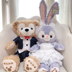 婚房布置套装压床娃娃西装达菲熊朋友婚纱雪莉枚u新婚礼物毛绒公