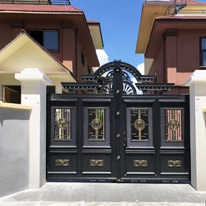 铝合金庭院大门乡村铝艺别墅大门双开门农村自建房院子电动平移门
