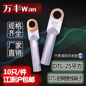 DTL-25平方铝铜鼻子接线电缆接头快速端头堵油线耳铝铜段子10只装