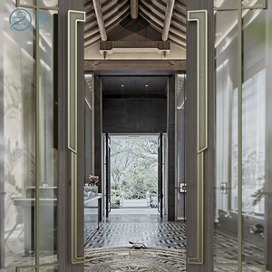 高档有框无框玻璃门拉手新中式酒店包厢实木门把手定制大门拉把手