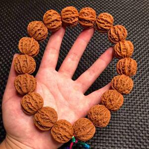 野生京核桃秋子文玩手持灯笼粗筋龙脊手串精品纹八棱玩盘手链佛