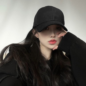 Csnva Kswear韩国设计师款黑色棒球帽女夏季大头围显脸小鸭舌帽子