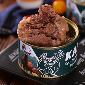 俄罗斯风味卡勒德鹿肉罐头400g即食大块鹿肉下饭菜