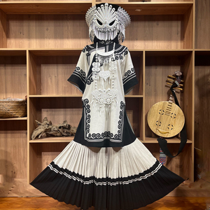 昂卡赛诺少数民族彝族改良款长款白色女装定制款民族风服饰