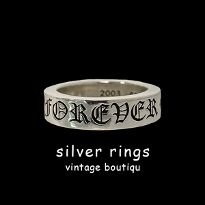 端克罗心潮流永恒之心forever纯银戒指 ch风格做旧刻字男女情侣戒