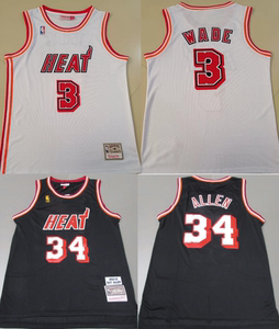 韦德球衣热火队34号雷阿伦m&n复古刺绣篮球服套装美式街头背心