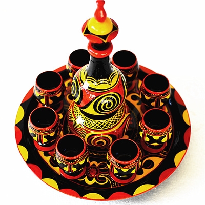 厂销四川凉山少数民族特色工艺品昭觉彝族漆器中型葫芦酒具酒杯