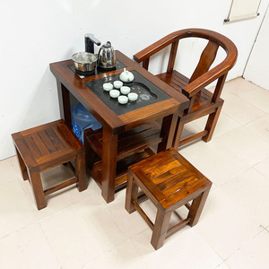 老船木茶桌椅组合功夫茶台整装家用小茶桌中式仿古小型阳台茶桌