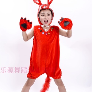 狐狸演出服六一儿童节动物表演服装小狐狸卡通幼儿舞蹈服红狐狸白