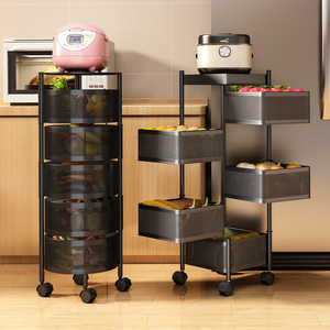 蔬菜置物架厨房落地多层果蔬篮360度旋转收纳架圆形菜篮子收纳筐