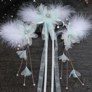 汉服头饰整套羽毛古风发饰毛毛对边发夹后压飘带仙气流苏古装配饰