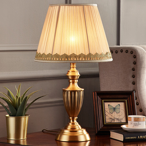 美式全铜卧室床头灯轻奢欧式客厅台灯书房温馨装饰灯具现代简约