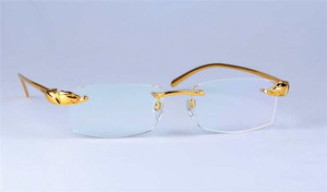 经典豹子头8200875时尚眼镜框 男商务高端纯钛超轻无框近视眼镜架