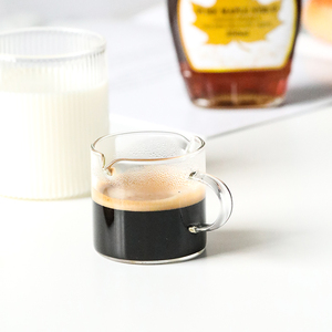 茶咖美器迷你玻璃小奶盅浓缩咖啡玻璃杯杯双嘴分享壶奶缸糖浆