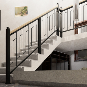铁艺楼梯扶手阳台护栏飘窗阁楼装饰栏杆现代简约实木围栏室内家用