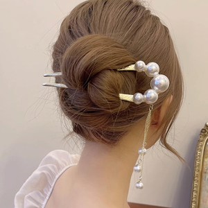 805人付款天猫简约气质珍珠发簪现代旗袍汉服古风簪子女盘发器步摇