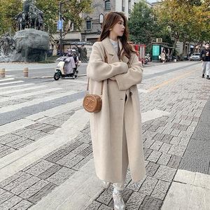 2023年秋冬季新款韩版气质毛呢外套女小个子高级感中长款呢子大衣