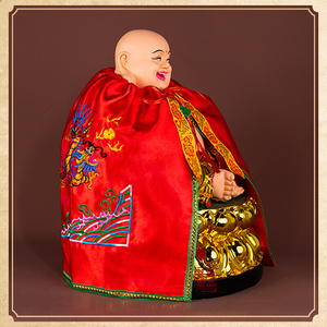 弥勒佛披风加宽大肚笑佛像斗篷双龙刺绣神像神明披袍衣服家用佛堂