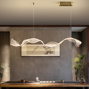 餐厅吧台led丝绸波浪装饰风生水起招财个性艺术前台收银台飘带吊