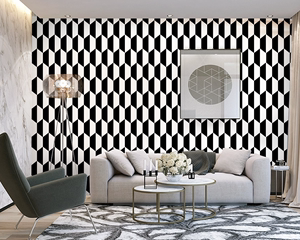 北欧几何菱形格子墙纸简约美式黑白菱形壁纸卧室客厅ins无缝墙布