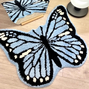 创意蝴蝶地毯植绒浴室防滑垫个性卧室衣帽间防滑镜前毯沙发茶几毯