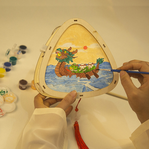 端午节手工灯笼DIY材料幼儿园儿童绘画涂色手提发光龙舟粽子花灯