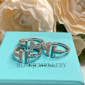 925纯银T家绿松石镶钻线圈戒指女小众设计轻奢高级感珍珠母贝指环