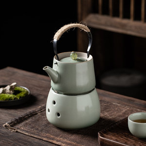日式陶瓷提梁壶泡茶壶简约干泡家用小清新禅意茶具套装可加热温茶