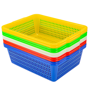 塑料篮子长方形加厚装菜筐大号沥水水果食堂厨房商用洗菜篮收纳蓝