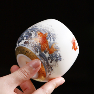 渡景山房陶瓷白瓷功夫茶杯主人杯单杯个人专用茶具男女高端品茗杯