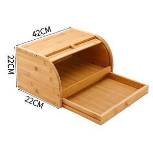 欧式楠竹面包箱 厨房食L品收纳盒 竹制多功能整理箱简约家用面包