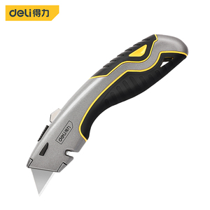 得力工具DL411锌合金割刀T型内置3刀片多功能折叠割刀锌合金割刀