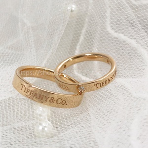 tiffany蒂芙尼tco经典款戒指18k玫瑰金3钻男女情侣对戒宽窄版婚戒