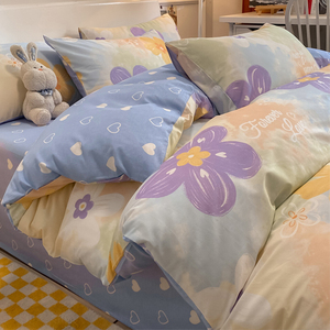 纯棉家用床单被套床上床品套件学生宿舍三件套4梦の语家纺旗舰店