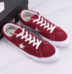 官方匡威one star酒红色低帮翻毛皮休闲板鞋男女情侣鞋秋冬星星鞋
