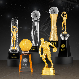 篮球水晶奖杯定制奖牌定做mvp冠军学生体育运动会NBA团体比赛颁奖