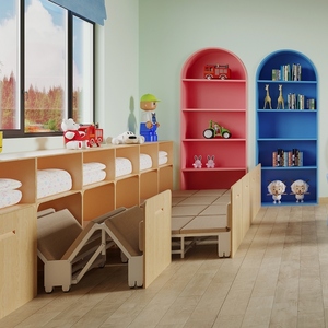 幼儿园专用床校用午休折叠床床柜一体入柜式折叠床午睡床隐形床柜