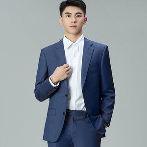 领创宝马4s店西装男士工装蓝色男西服修身职业装销售正装商务外套