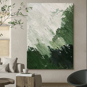 森绿色抽象手绘厚肌理油画侘寂风抽象装饰画玄关客厅挂画现代简约