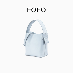 FOFO小号树洞包女原创小众设计师包包帆布拼接牛皮mini斜挎水桶包
